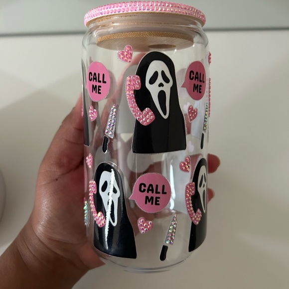 SOLD!!! 16 oz Bedazzled Pink horror character Tumbler Cup! - Picture 1 of 5